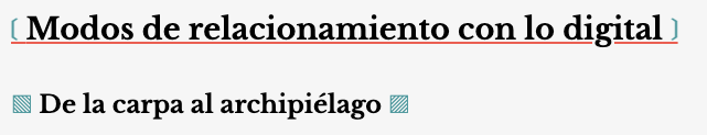 Un pantallazo de los títulos de este libro digital con algunos glifos de decoración